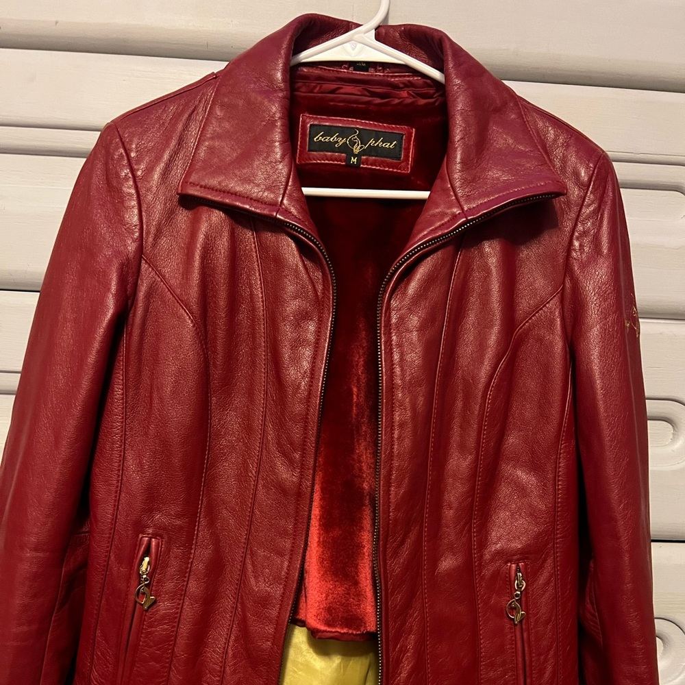 Baby phat red leather jacket